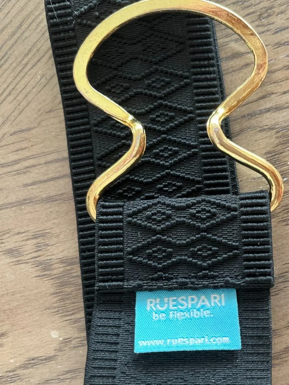 RUESPARI Black Stretch Equestrian Belt Gold Buckle